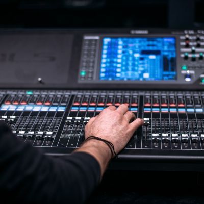 Production Arts students working at a sound desk